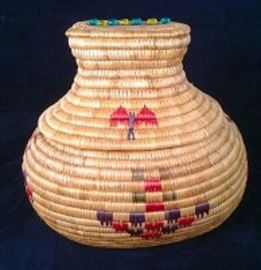  Yupik Beaded Lidded Basket 
