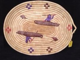 Yupik Basketry Tray Hunt Scene 