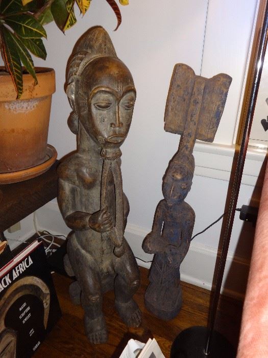 Baule and Yoruba carved wood statues