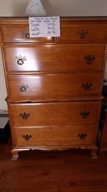 Solid maple chest on chest with custom glass top.