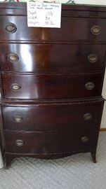 Mahagony chest on chest with cedar bottom drawer. Custom glass top.