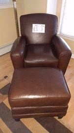 Ethan Allen leather chair and ottoman.