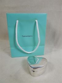 BAT:   Tiffany & Co. sterling silver heart-shape box with domed lid.  Circa 1970s