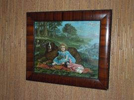 BAT:  Charming late 19th century print in period frame.