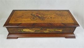 BAT:  Premier Reuge Sublime Harmony 144-Note Music Box.  Marquetry Case.   1975 original retail value $2,000! 