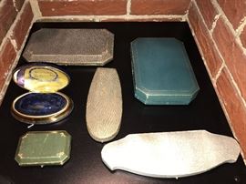 CW:  selection of  ca. 1920s Chicago jeweler's presentation boxes and Waltham watch box