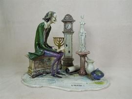 BAT:  Lo Scricciolo hand painted porcelain figural group.  1970s inventory of The Clocksmith - Naperville and Glen Ellyn.