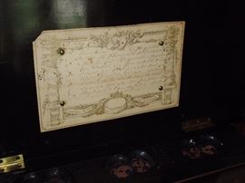 Hand inscribed tune sheet identifying the eight tunes.