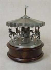 BAT:  Cast pewter carousel music box with Reuge, Switzerland movement - 1980 G. Findman for The Collectors Case