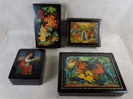 BAT:  Fine selection of 1970s Russian lacquer boxes. 
