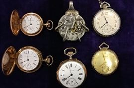 Choice selection of gold filled hunting case and open face pocket watches in running order.