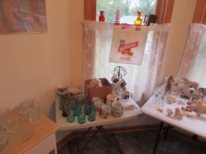 Coke Glasses, Coffee mug set for Morton Salt, Charlie Brown and Peanuts throughout the house