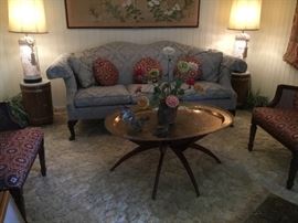 1950's mid century modern table with brass tray