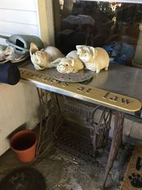 Sewing table with tin top
