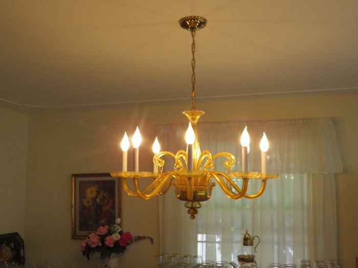 Dining Room - Vintage Murano Amber Glass Chandelier