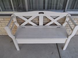 Solid wood bench with lift up storage seat