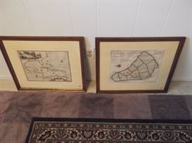 Antique framed maps.