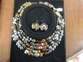 Multi stone necklace with matching earings