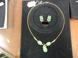 Jade necklace with matching earings