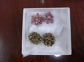 Vintage clip on earrings with colored stones