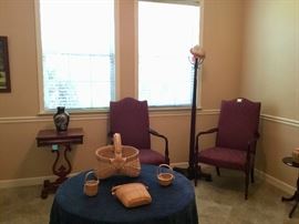 Baskets, chairs, tables