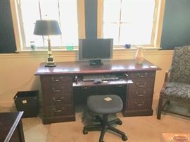 Flip down drawer desk with keyboard & monitor