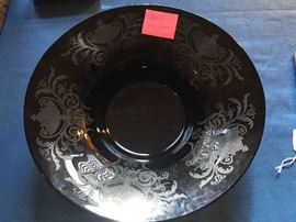 Black depression etched glass 