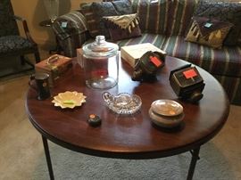 Glass, Belleek, old car lights, cigar boxes