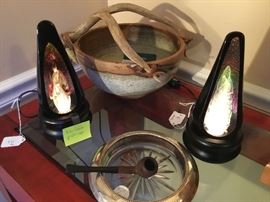 Sterling rim ashtray & vintage pipe