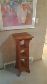 oak plant stand