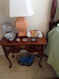 Mahogany lowboy used as bedside table
