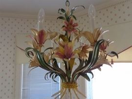 A painted vintage chandelier , great size