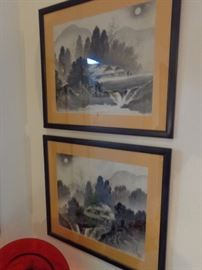 Pair of Japanese watercolors