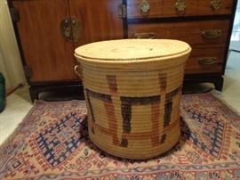A great BIG covered basket, with ethnic design