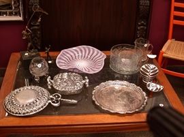 Oiva Toikka pitcher and three nesting bowls; Don Drumm covered server and pan