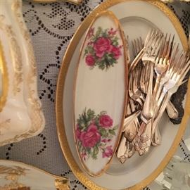rose dish only the silverware was sold