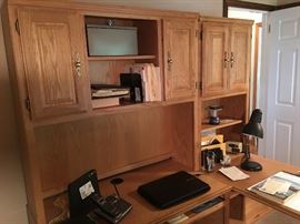 Solid oak computer desk with storage