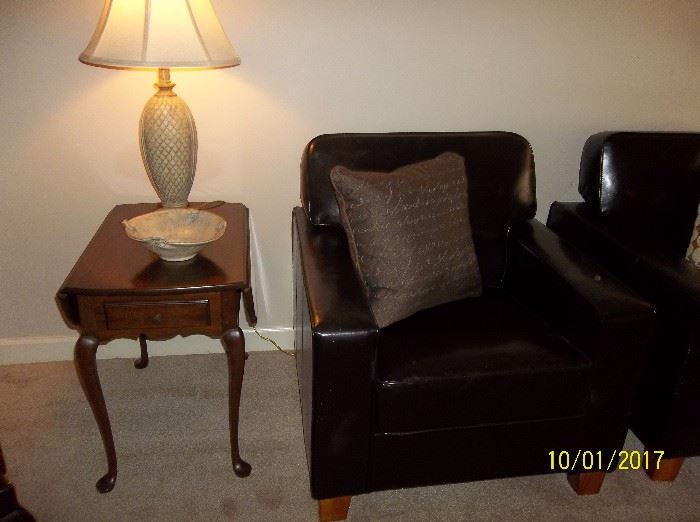 pair lamps, pair drop-leaf end tables, chairs