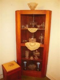 walnut corner cabinet, Victorian pottie