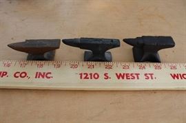 Lot of 3 Miniature Anvils - Could be paper-weights or salesman samples! COOL & COLLECTIBLE!