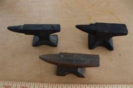 Lot of 3 Miniature Anvils - Could be paper-weights or salesman samples! COOL & COLLECTIBLE!