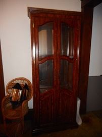 Childs Wicker Fan Chair, Wall Candle Scones, Display Cabinet