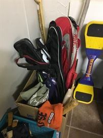 Tennis rackets, covers and balls