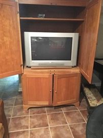 Pine armoire, with Phillips TV
