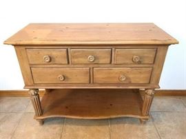 Side board sold with wooden dining table, with 8 chairs, - $1,600