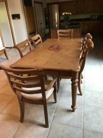 Wooden dining table, with 8 chairs, and side board - $1,600