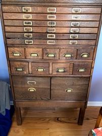 Rare oak map and catalog cabinet