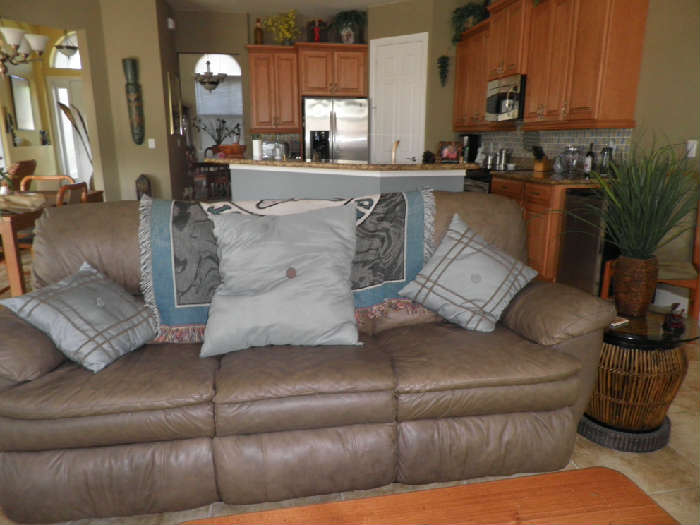 leather sofa with recliners - family room