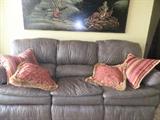 leather sofa, with built in recliners - living room