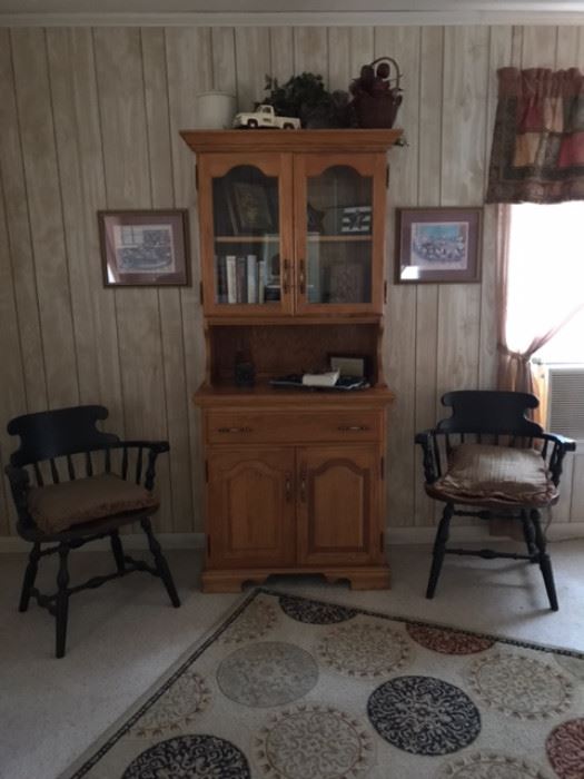 China Hutch, Antique wood chairs
